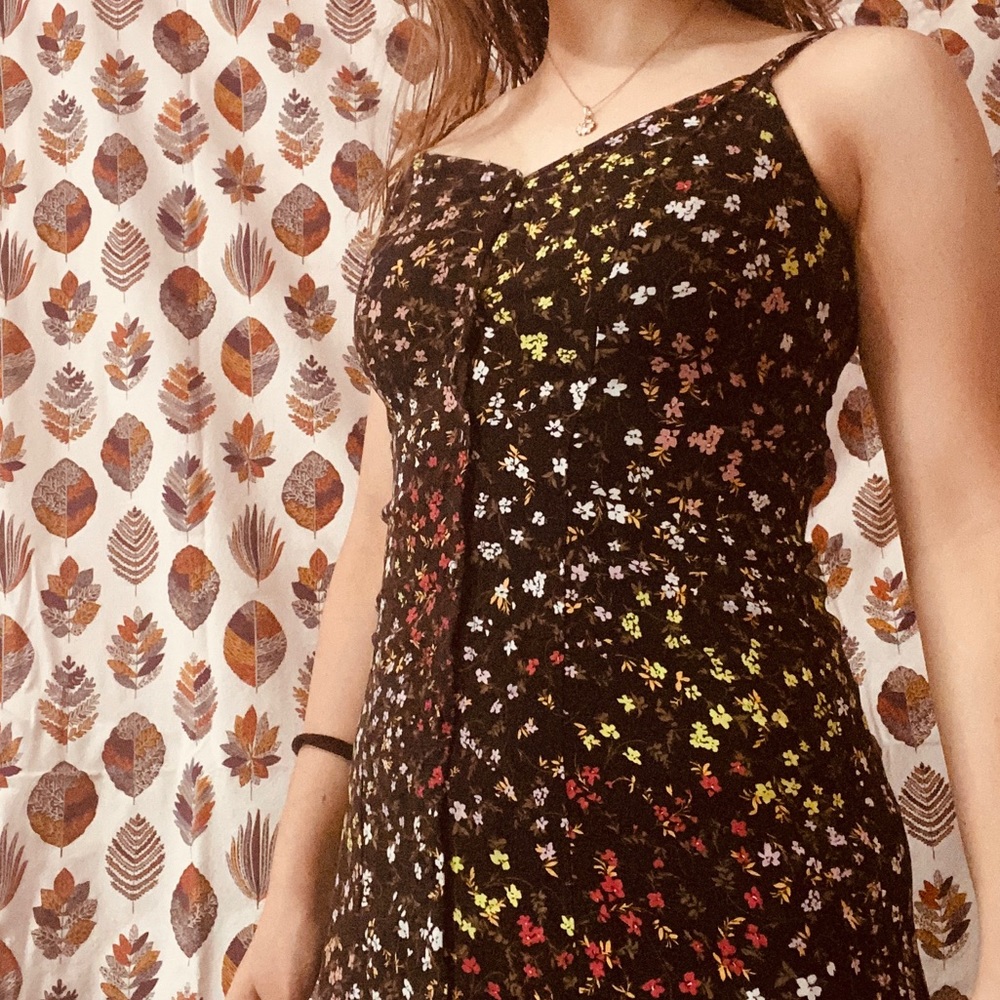 Black floral slip dress size XS💕